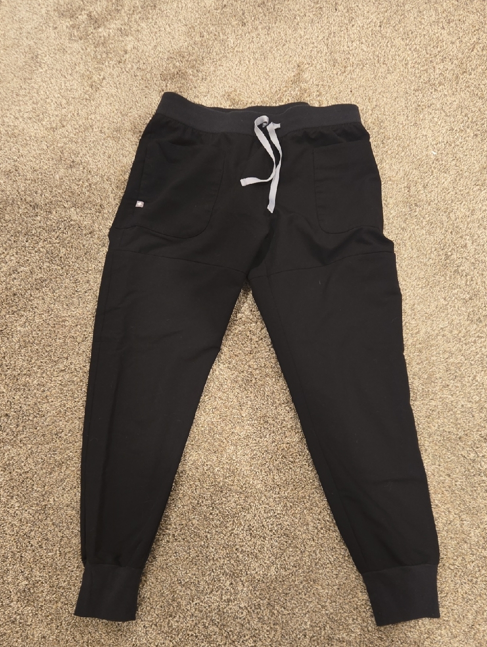 Figs Black Jogger Pants with Gray Drawstring